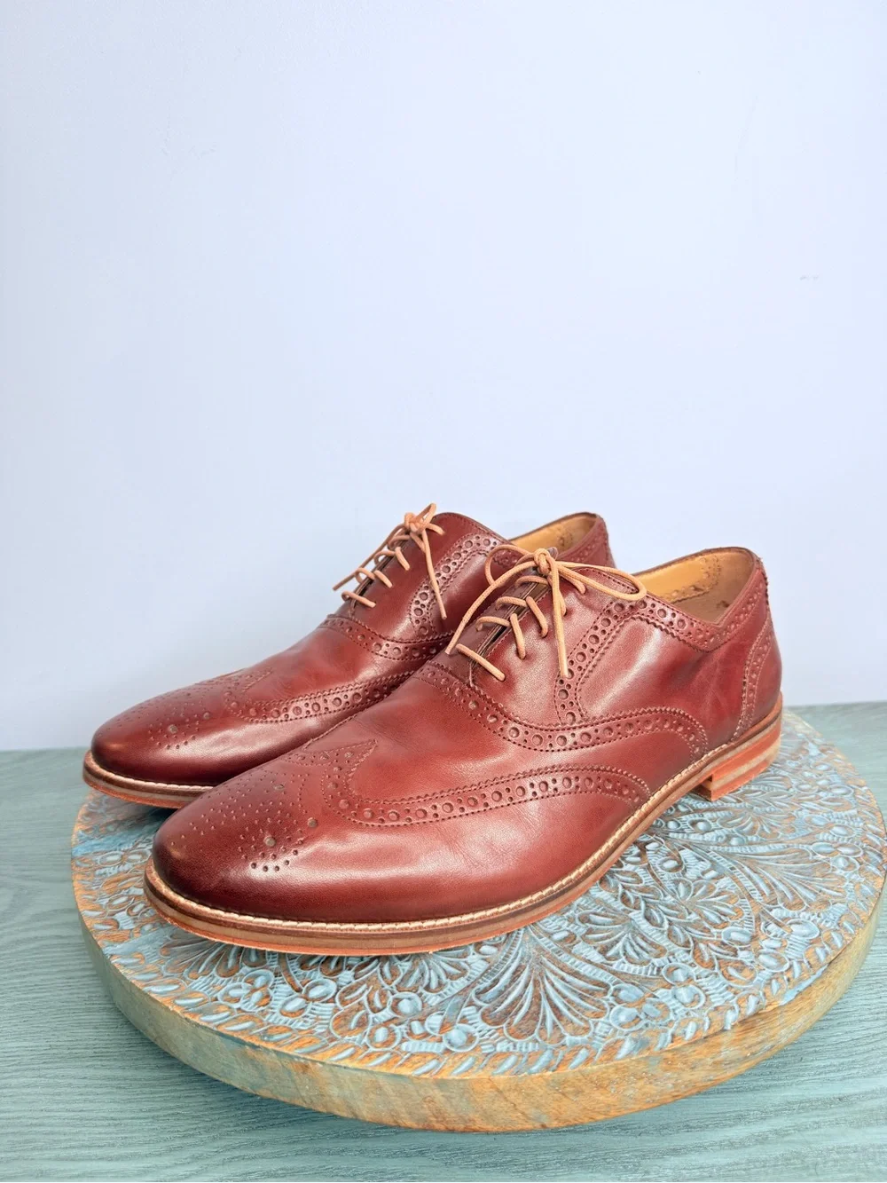 Like New! Cole Haan Cambridge Wingtip Dark Brown Walnut Leather Oxfords Size 11 - Picture 13 of 14